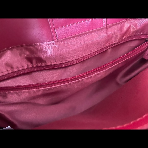 JOY & IMAN Satchel Diamond Quilted Leather Bag Red - Picture 8 of 13